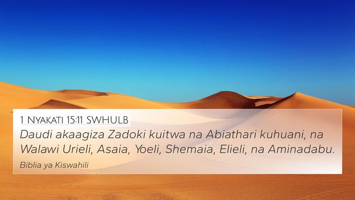 1 Nyakati 15:11 SWHULB 4K Wallpaper - Daudi akaagiza Zadoki kuitwa na Abiathari - 4K Wallpaper Bible Verse