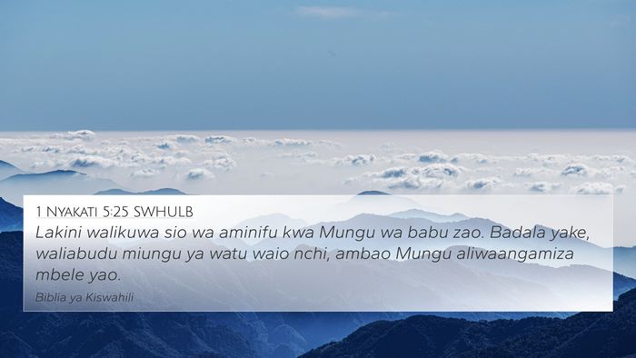 1 Nyakati 5:25 SWHULB 4K Wallpaper - Lakini walikuwa sio wa aminifu kwa Mungu wa babu - 4K Wallpaper Bible Verse