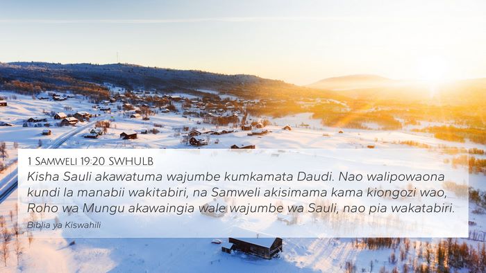 1 Samweli 19:20 SWHULB 4K Wallpaper - Kisha Sauli akawatuma wajumbe kumkamata Daudi. - 4K Wallpaper Bible Verse