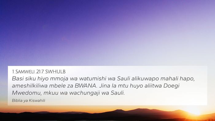 1 Samweli 21:7 SWHULB Bible Verse Image