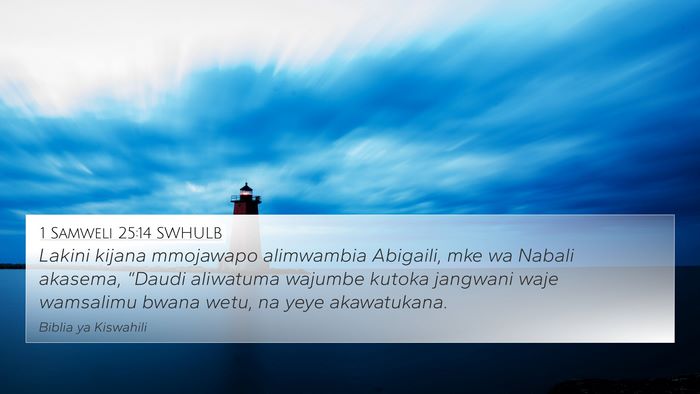 1 Samweli 25:14 SWHULB 4K Wallpaper - Lakini kijana mmojawapo alimwambia Abigaili, mke - 4K Wallpaper Bible Verse