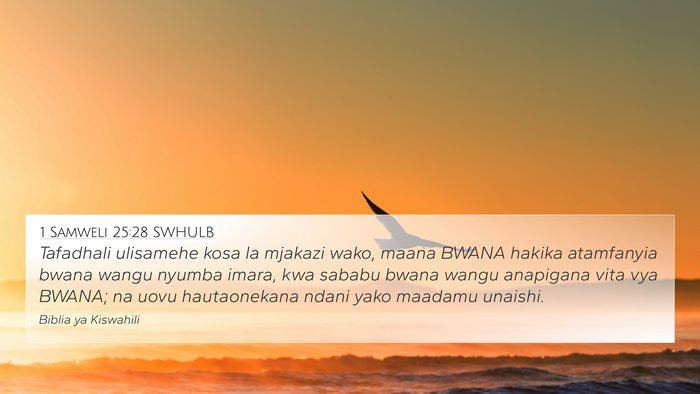 1 Samweli 25:28 SWHULB Bible Verse Image