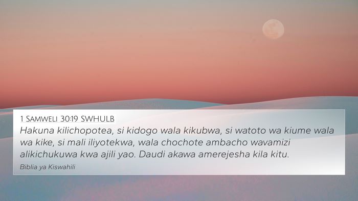 1 Samweli 30:19 SWHULB Bible Verse Image