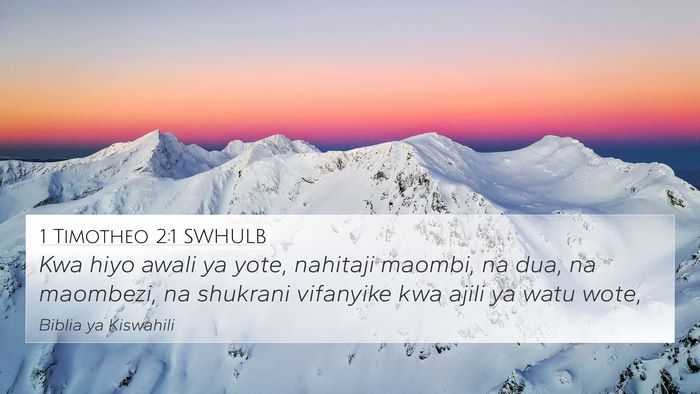 1 Timotheo 2:1 SWHULB Bible Verse Image