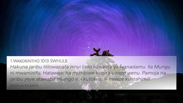 1 Wakorintho 10:13 SWHULB Bible Verse Image