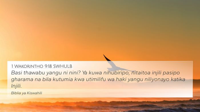 1 Wakorintho 9:18 SWHULB Bible Verse Image