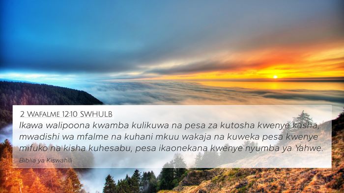 2 Wafalme 12:10 SWHULB 4K Wallpaper - Ikawa walipoona kwamba kulikuwa na pesa za - 4K Wallpaper Bible Verse