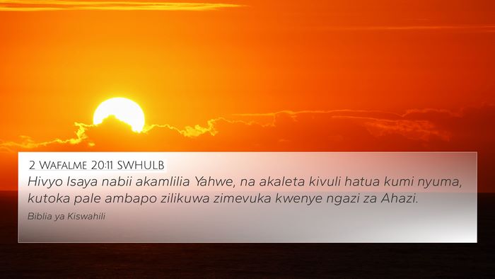 2 Wafalme 20:11 SWHULB 4K Wallpaper - Hivyo Isaya nabii akamlilia Yahwe, na akaleta - 4K Wallpaper Bible Verse