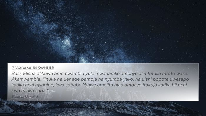 2 Wafalme 8:1 SWHULB Bible Verse Image