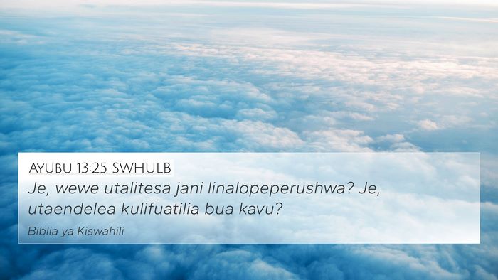 Ayubu 13:25 SWHULB 4K Wallpaper - Je, wewe utalitesa jani linalopeperushwa? Je, - 4K Wallpaper Bible Verse