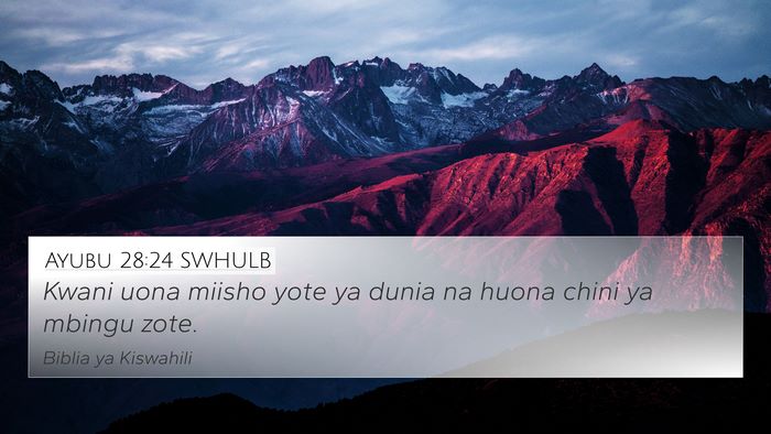 Ayubu 28:24 SWHULB Bible Verse Image