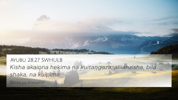 Ayubu 28:27 SWHULB 4K Wallpaper - Kisha akaiona hekima na kuitangaza; aliianzisha, - 4K Wallpaper Bible Verse