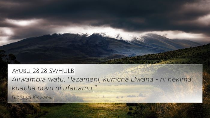 Ayubu 28:28 SWHULB Bible Verse Image