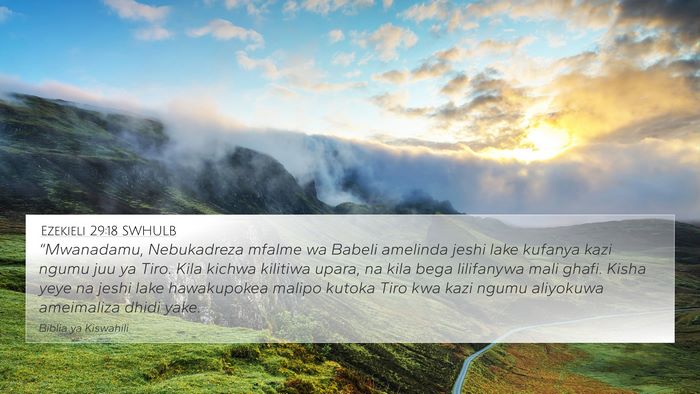 Ezekieli 29:18 SWHULB 4K Wallpaper - “Mwanadamu, Nebukadreza mfalme wa Babeli - 4K Wallpaper Bible Verse