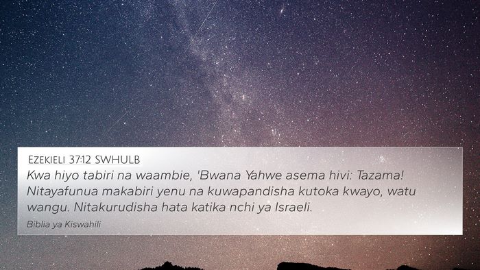 Ezekieli 37:12 SWHULB 4K Wallpaper - Kwa hiyo tabiri na waambie, 'Bwana Yahwe asema - 4K Wallpaper Bible Verse