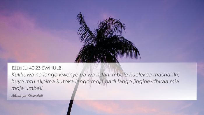 Ezekieli 40:23 SWHULB Bible Verse Image