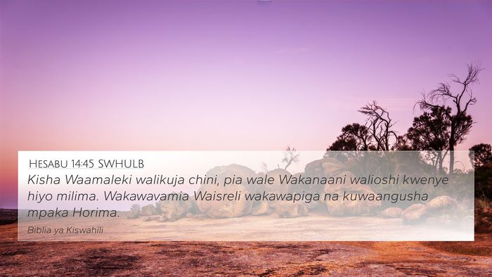 Hesabu 14:45 SWHULB Bible Verse Image