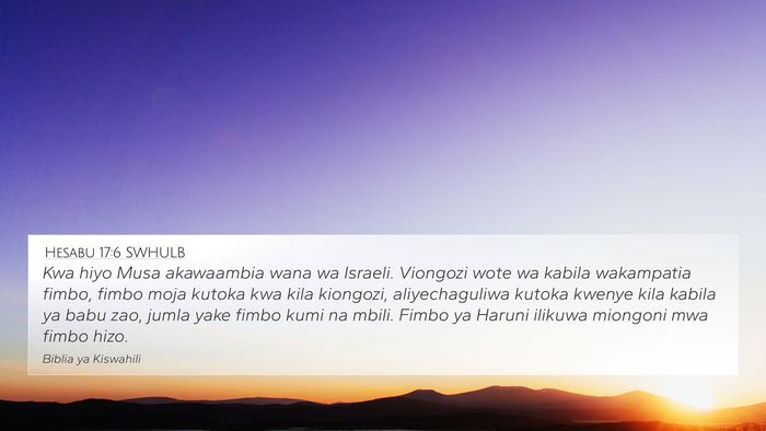 Hesabu 17:6 SWHULB Bible Verse Image