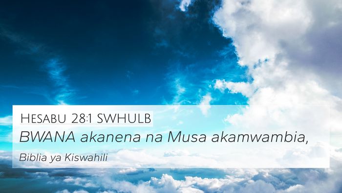Hesabu 28:1 SWHULB Bible Verse Image