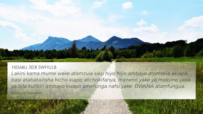 Hesabu 30:8 SWHULB 4K Wallpaper - Lakini kama mume wake atamzuia siku hiyo hiyo - 4K Wallpaper Bible Verse
