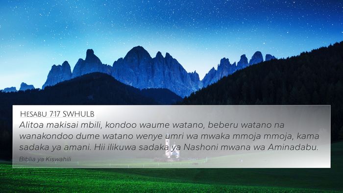 Hesabu 7:17 SWHULB Bible Verse Image