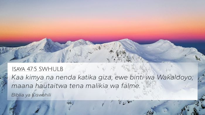 Isaya 47:5 SWHULB Bible Verse Image