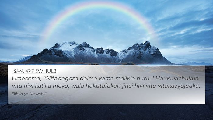 Isaya 47:7 SWHULB Bible Verse Image