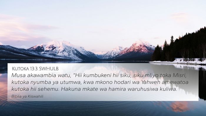 Kutoka 13:3 SWHULB Bible Verse Image