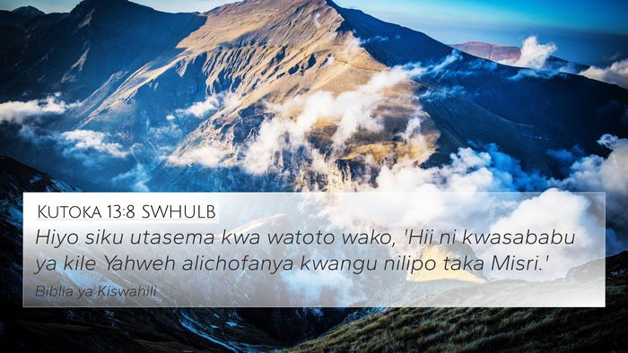 Kutoka 13:8 SWHULB Bible Verse Image