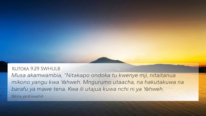 Kutoka 9:29 SWHULB Bible Verse Image