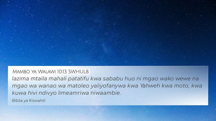 Mambo ya Walawi 10:13 SWHULB Bible Verse Image