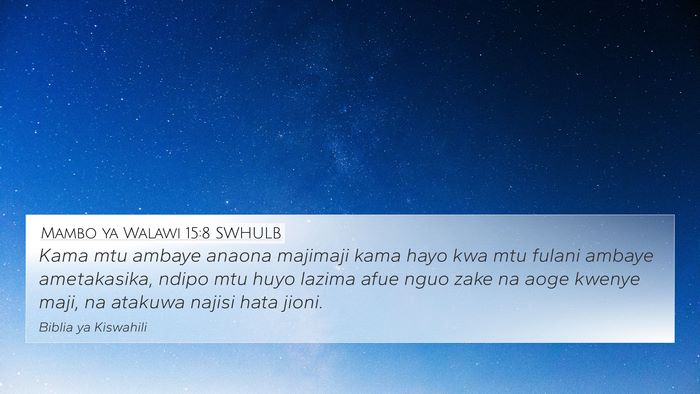 Mambo ya Walawi 15:8 SWHULB Bible Verse Image