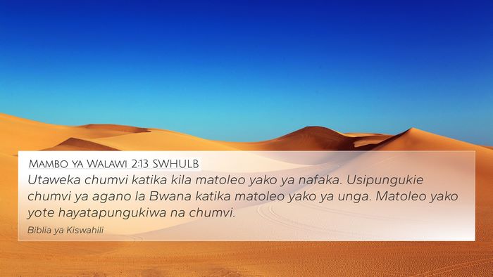 Mambo ya Walawi 2:13 SWHULB Bible Verse Image