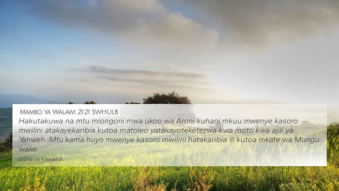 Mambo ya Walawi 21:21 SWHULB Bible Verse Image