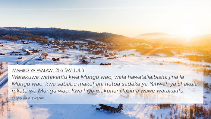 Mambo ya Walawi 21:6 SWHULB Bible Verse Image