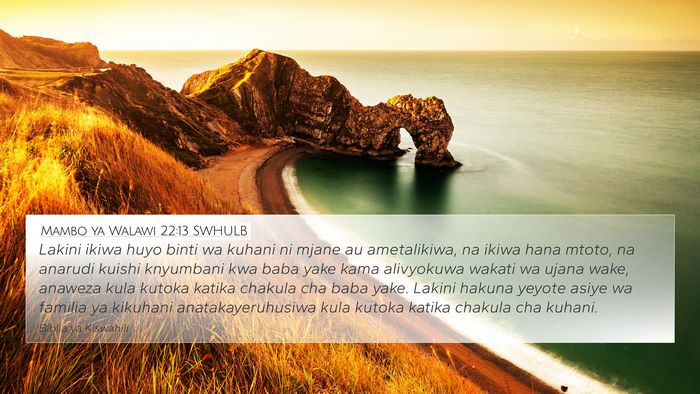 Mambo ya Walawi 22:13 SWHULB Bible Verse Image
