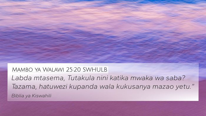 Mambo ya Walawi 25:20 SWHULB Bible Verse Image