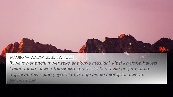 Mambo ya Walawi 25:35 SWHULB Bible Verse Image