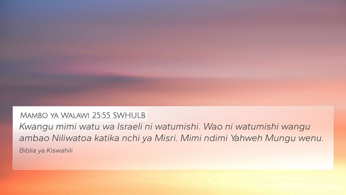 Mambo ya Walawi 25:55 SWHULB Bible Verse Image