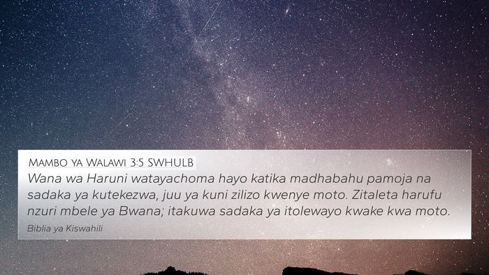 Mambo ya Walawi 3:5 SWHULB Bible Verse Image