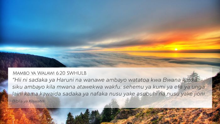 Mambo ya Walawi 6:20 SWHULB Bible Verse Image