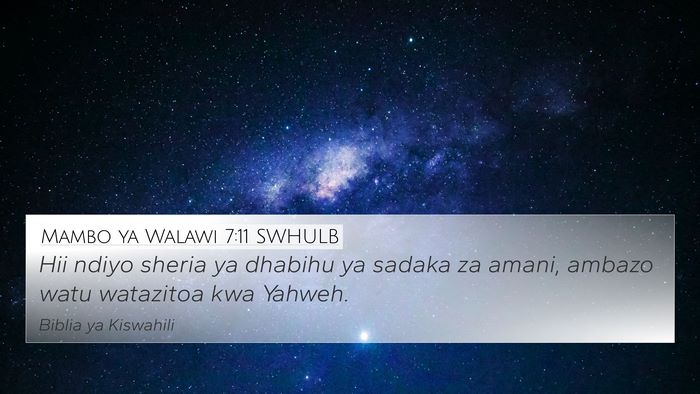 Mambo ya Walawi 7:11 SWHULB Bible Verse Image