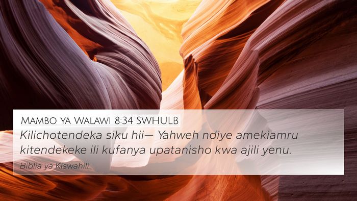 Mambo ya Walawi 8:34 SWHULB Bible Verse Image