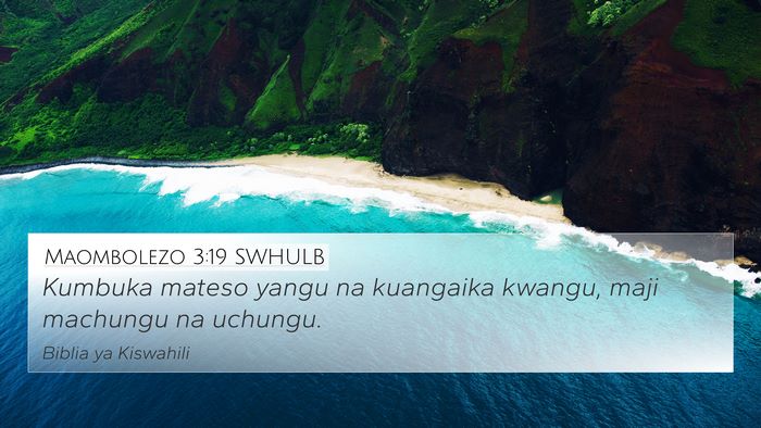 Maombolezo 3:19 SWHULB Bible Verse Image