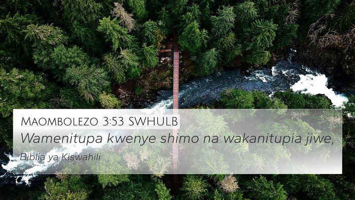 Maombolezo 3:53 SWHULB Bible Verse Image