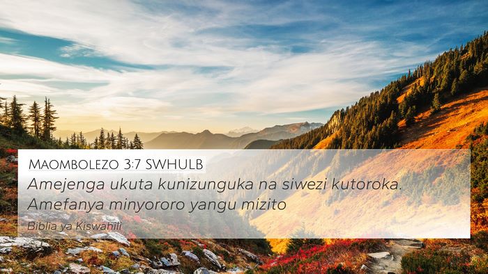 Maombolezo 3:7 SWHULB Bible Verse Image