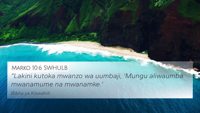 Marko 10:6 SWHULB Bible Verse Image