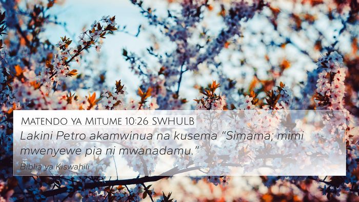 Matendo ya Mitume 10:26 SWHULB 4K Wallpaper - Lakini Petro akamwinua na kusema “Simama; mimi - 4K Wallpaper Bible Verse