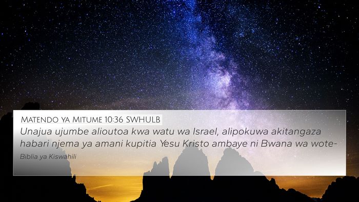 Matendo ya Mitume 10:36 SWHULB Bible Verse Image