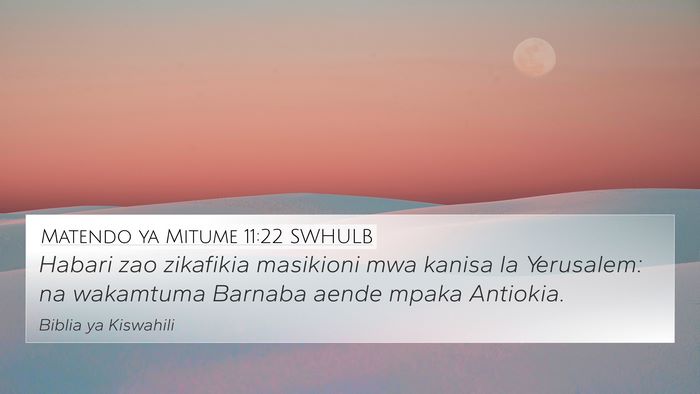 Matendo ya Mitume 11:22 SWHULB Bible Verse Image
